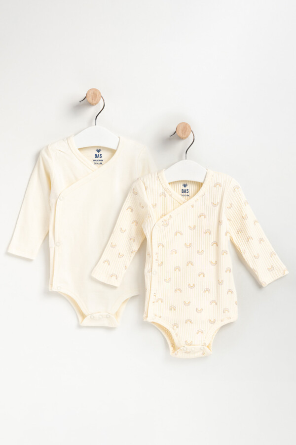 Body manga larga pack x2 estampado Arcoíris - Crema