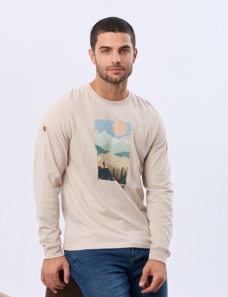REMERA ESTAMPADA DE ALGODÓN Beige