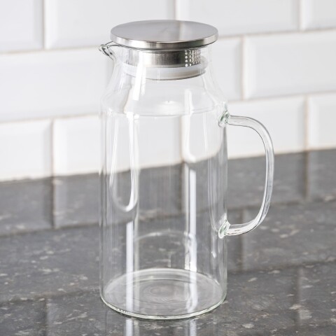 Jarra de vidrio con tapa de acero 1700ml Jarra de vidrio con tapa de acero 1700ml