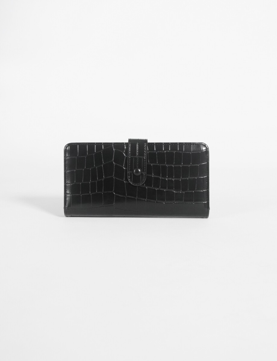 Billetera larga croco - negro 