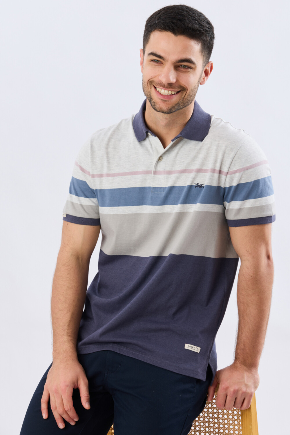 REMERA POLO RAYADA JERSEY Gris
