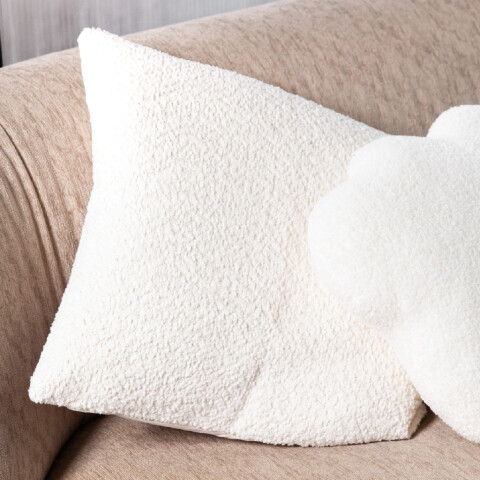 Funda de almohadón Sherpa 45x45cm blanco