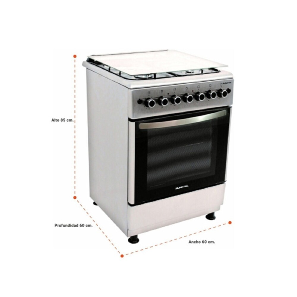 COCINA INOX 3H + 1DISCO HORNO – GRILL - ENCENDIDO-TURBO CONVECCIÓN acero inoxidable