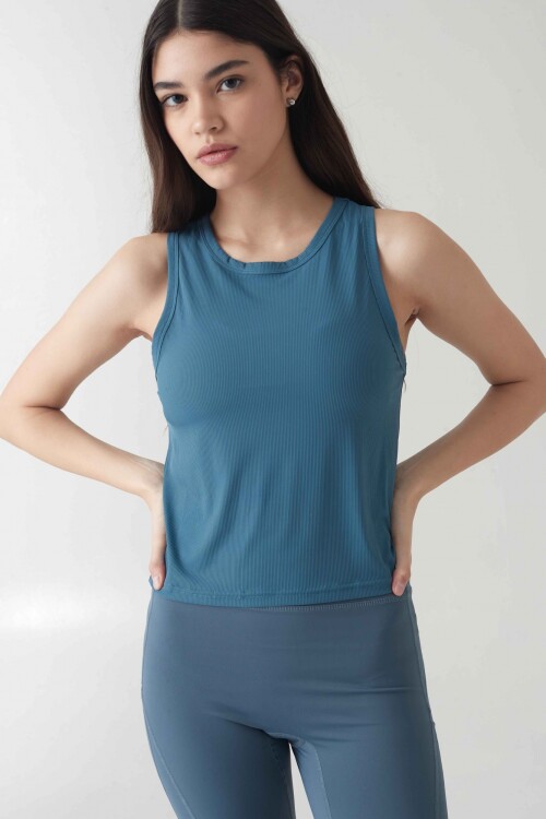 Musculosa Elle Azul Piedra