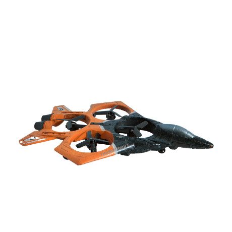 Set Juegos Control Remoto Auto Acrobacia 360 + Avión Combate Naranja