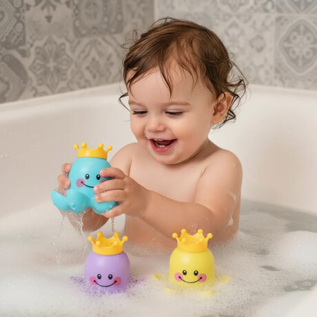 Set de 3 Pulpos Apilables Juego p/ Baño o Playa Bebés Niños Violeta