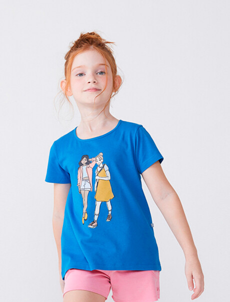 CAMISETA INFANTIL CON ESTAMPA AZUL ACERO