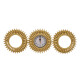 Reloj De Pared Con Espejos 3 Piezas 24.3 X 25 Cm Color Dorado