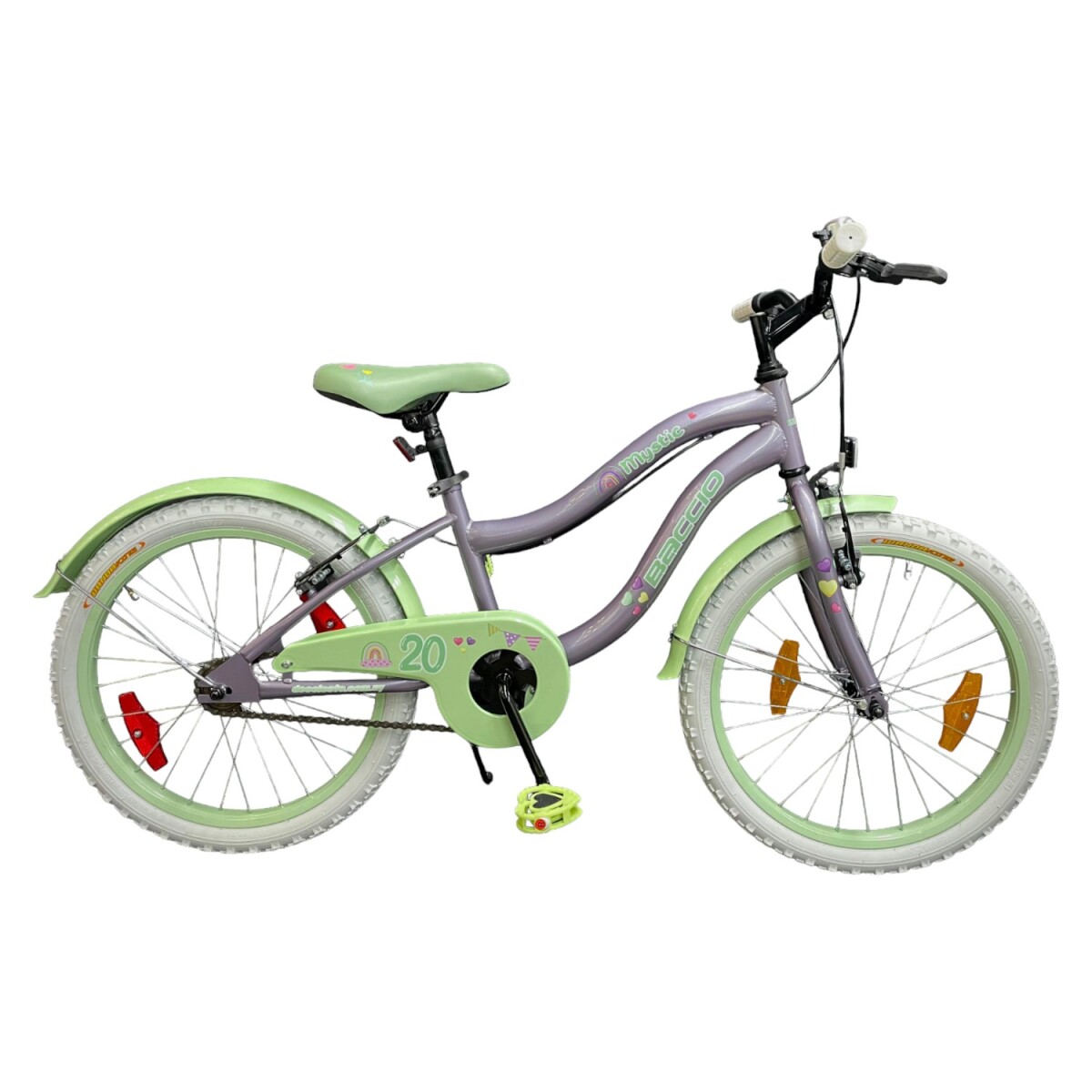 Bicicleta Infantil Baccio Mystic Rodado 20 De Paseo Con Ruedas Estabilizadoras - VIOLETA/VERDE 