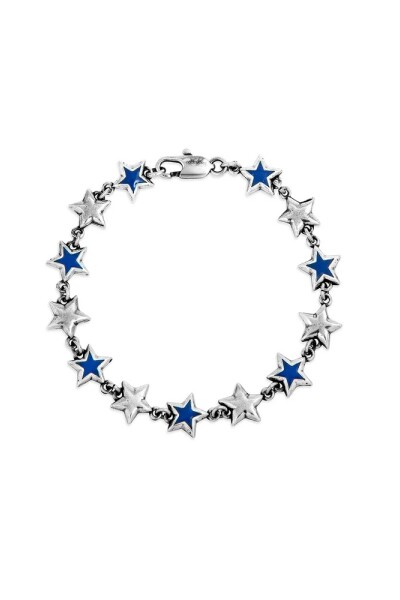 Blue Enameled Stars Bracelet Plata