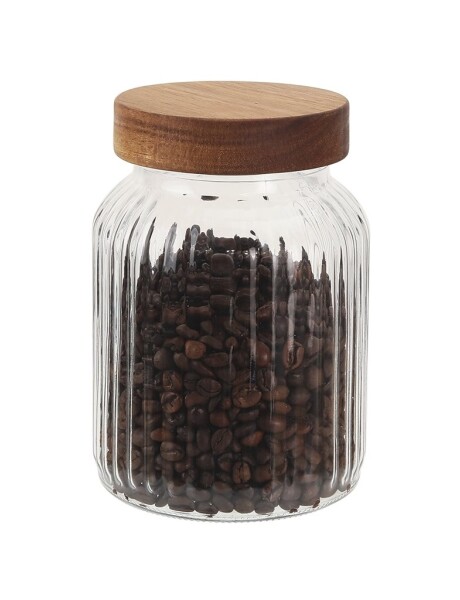 RECIPIENTE VIDRIO LABRADO C/TAPA MADERA 1000ML 11X11X16.5CM RECIPIENTE VIDRIO LABRADO C/TAPA MADERA 1000ML 11X11X16.5CM