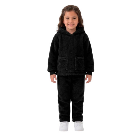 Pijama Para Niños Canguro Y Pantalón Plush Infantil Negro