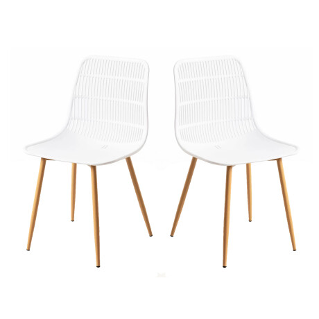 Silla Eames Alaska Kit x2 Blanco · Patas de Metal con simil Madera