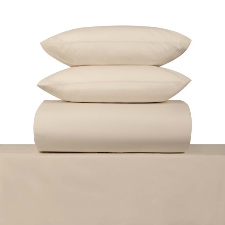 JUEGO DE SÁBANAS 1 1/2 PLAZA ALGODON NATURAL-BEIGE COTTON BASIC 180 HILOS MANTECA