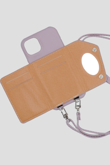 Funda Iphone 13 Con Billetera y Cadena Lavanda