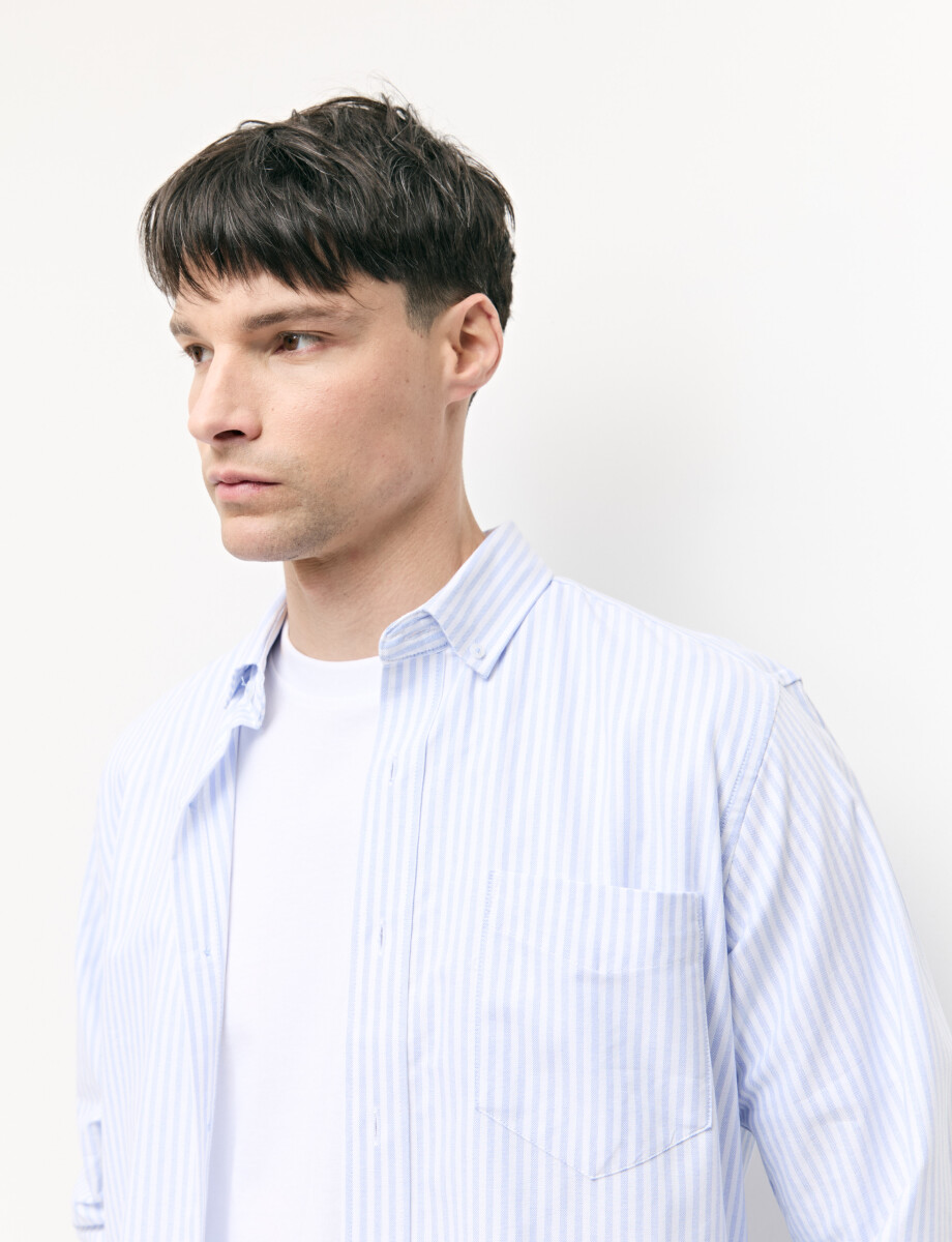 012726 CAMISA STRIPES WILL Blanco/celeste