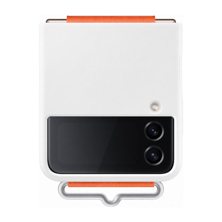 Silicone Cover con correa para Galaxy Z Flip4 White