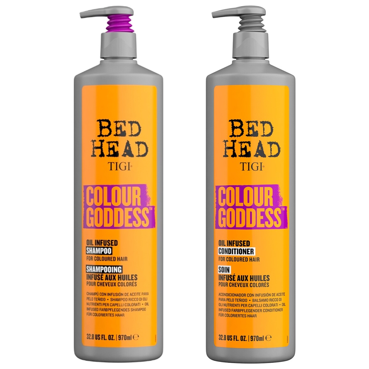 Combo Shampoo y Acondicionador Cabello Teñido Tigi Bed Head Colour Goddess 970ml c/u 