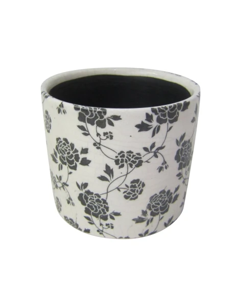 MACETA CERAMICA 12X12X10.5CM ROSAS NEGRA MACETA CERAMICA 12X12X10.5CM ROSAS NEGRA