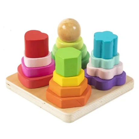 Juego de Encastre 4 Colores Arcoiris Madera 001