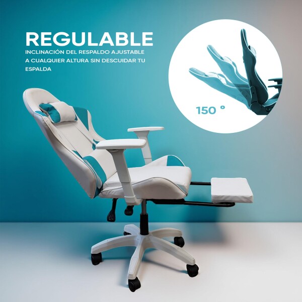 Silla Gamer Reclinable Reforzada Apoyapies Comoda Premium Ax Variante Color Celeste