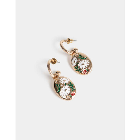 Argollas Con Dije Flores Dorado