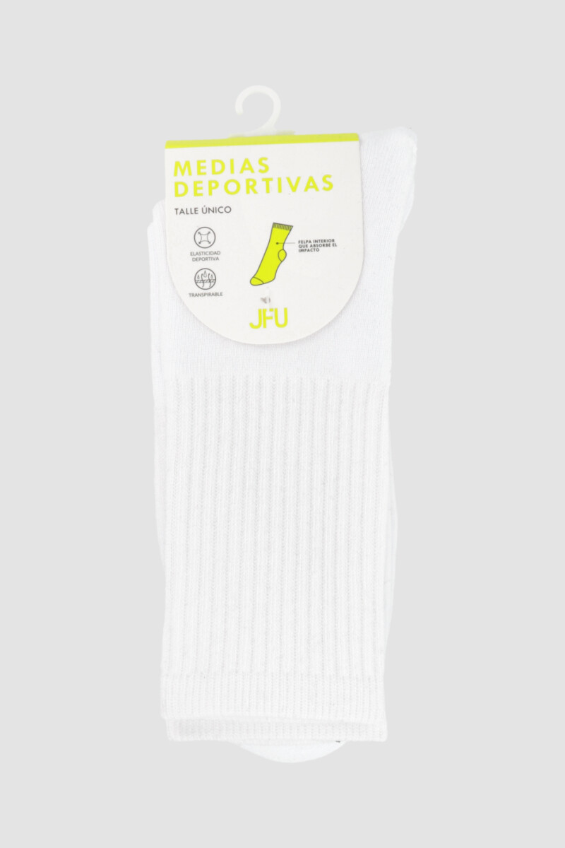 Medias deportivas lisas con felpa interior Blanco