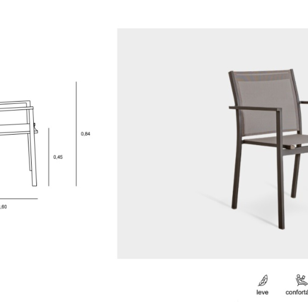 SILLA JARDÍN EXCLUSIVA ALUMINIO Y TELA PHIFER COFFEE / KHAKI