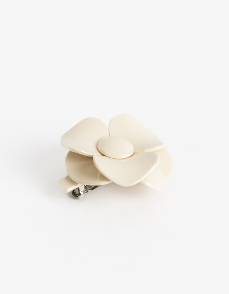 Hebillas Francesas Flores Hebilla Francesa Flor De Acrílico - Blanco Crudo