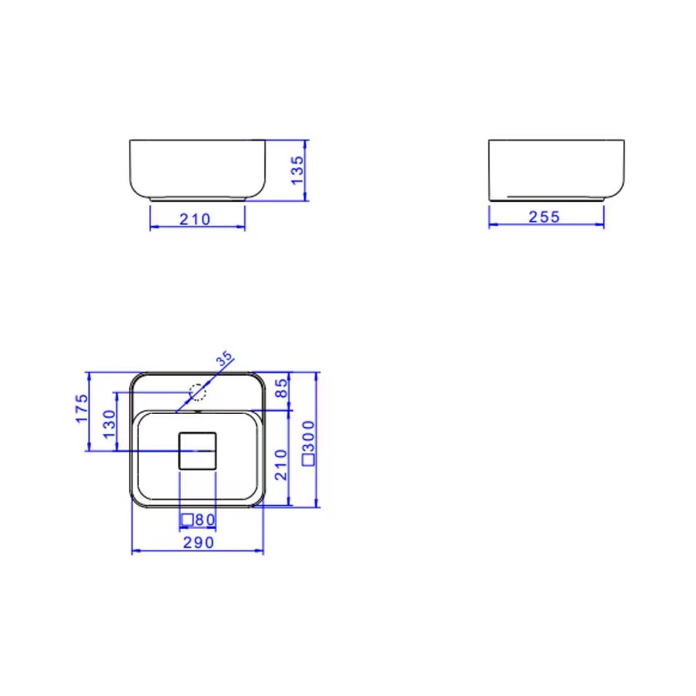 Bacha de apoyo cuadrada 30 cm c/mesa negro mate Deca Bacha De Apoyo Cuadrada 30 Cm C/mesa Negro Mate Deca