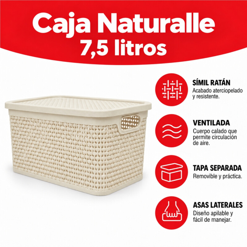 Set x6 Caja simil ratán 7,5 lts BEIGE