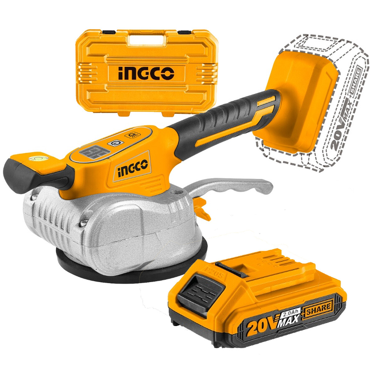 VENTOSA VIBRADORA A BATERIA 20V P COLOCAR CERAMICA INGCO CTVLI20101 