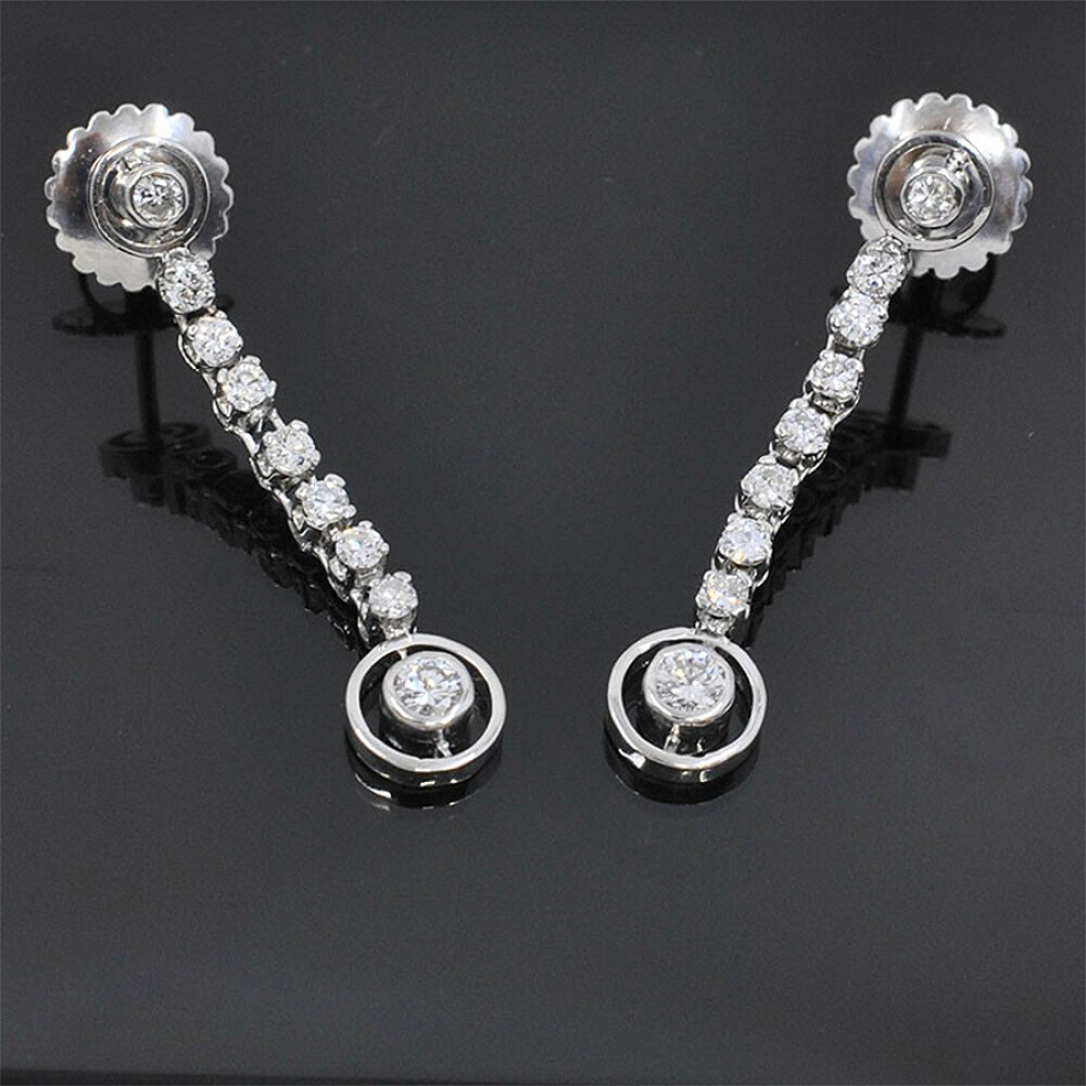 Caravanas En Oro 18K Blanco Y Brillantes Caravanas En Oro 18K Blanco Y Brillantes