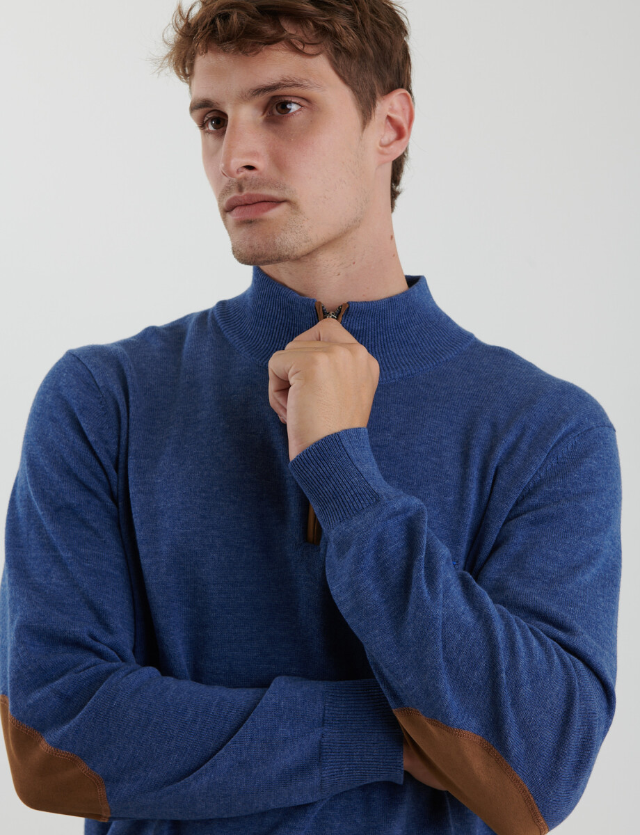470996 SWEATER MEDIO CIERRE HARRINGTON LABEL Azul Piedra
