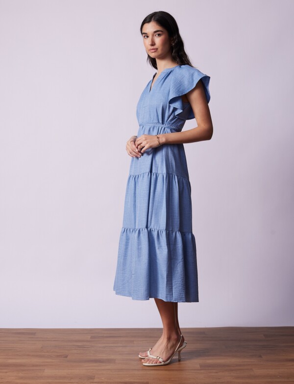 Vestido Volados CELESTE
