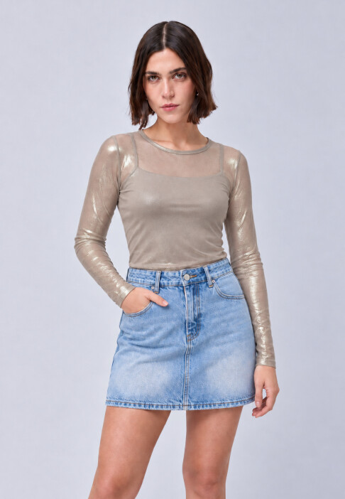 Remera Tul Champagne