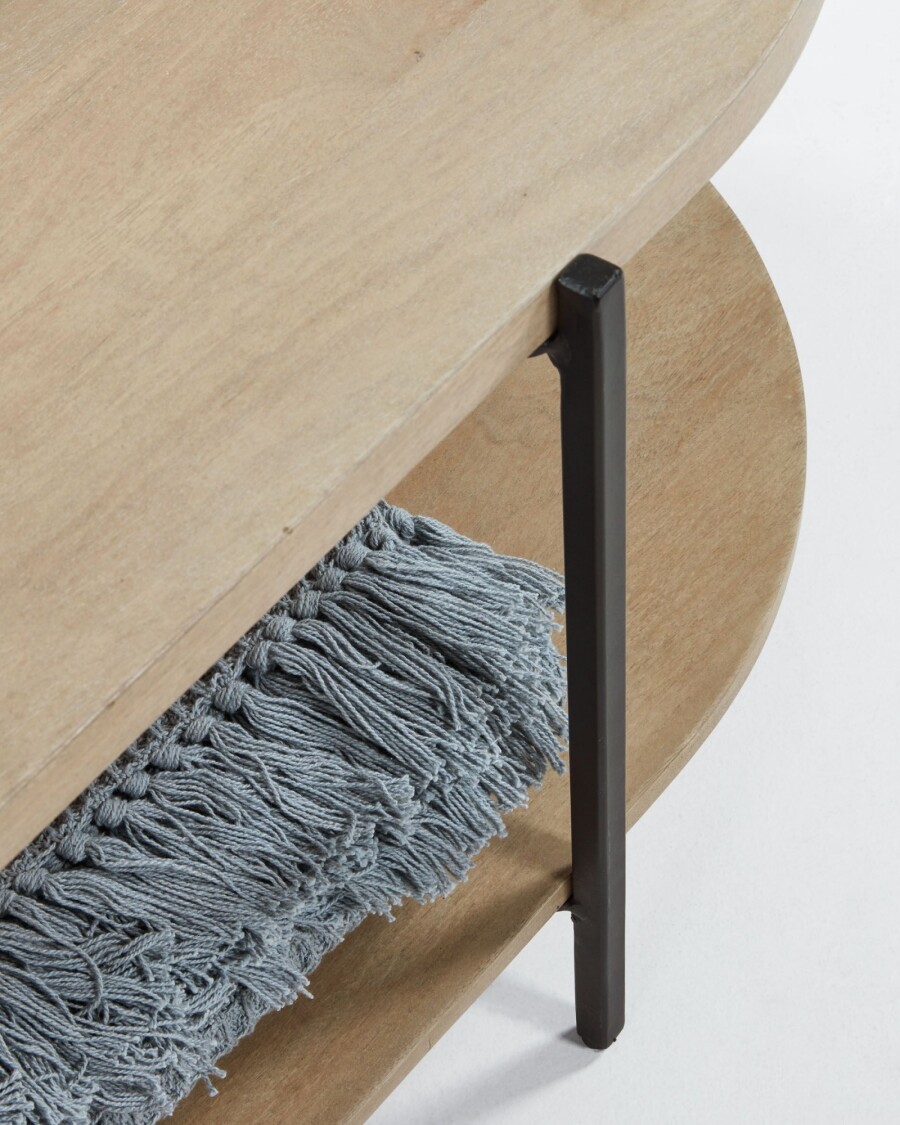 Mesa de centro Palmia 110 x 55 cm madera maciza de mango patas acero acabado negro Mesa de centro Palmia 110 x 55 cm madera maciza de mango patas acero acabado negro