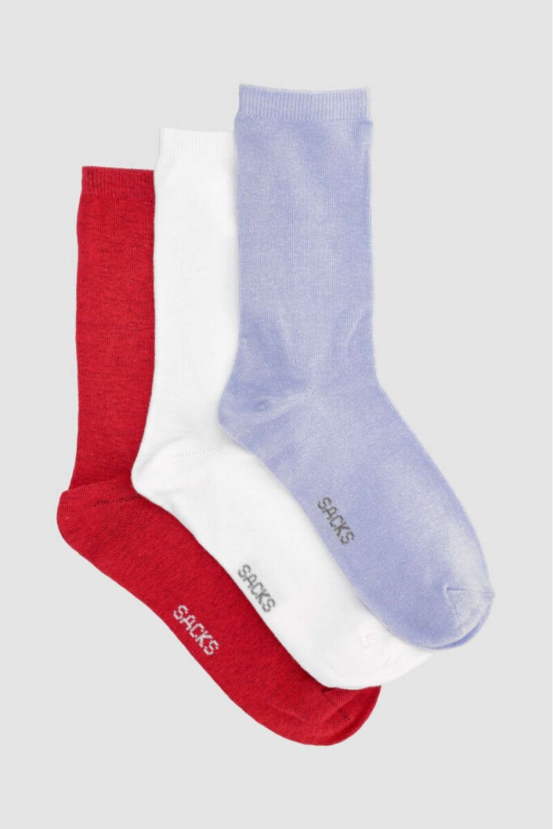 Pack de tres medias lisas. de algodón. en varios colores sur - Variante 38 