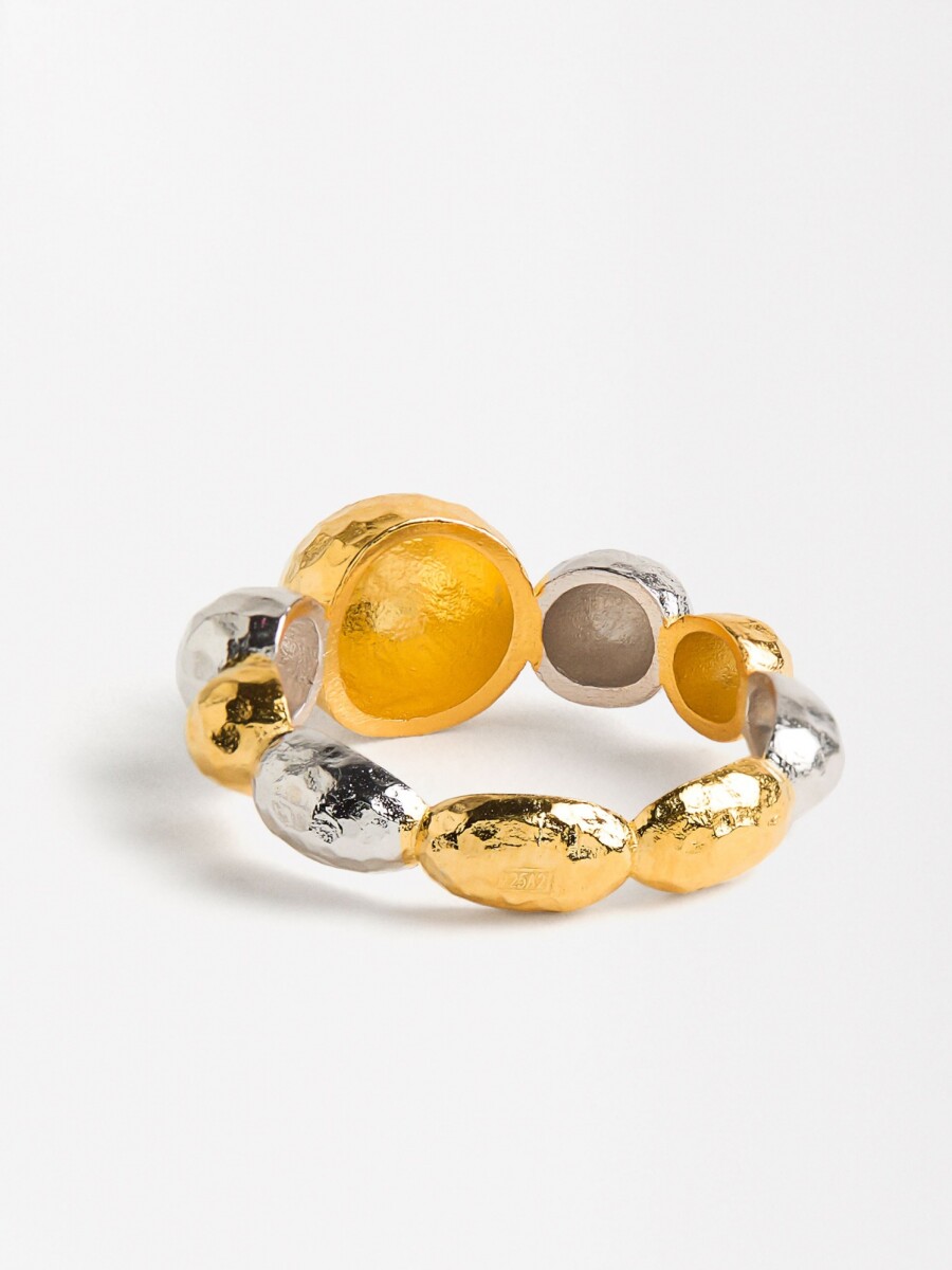 Anillo De Esferas Bicolor - Plata De Ley 925 bicolor