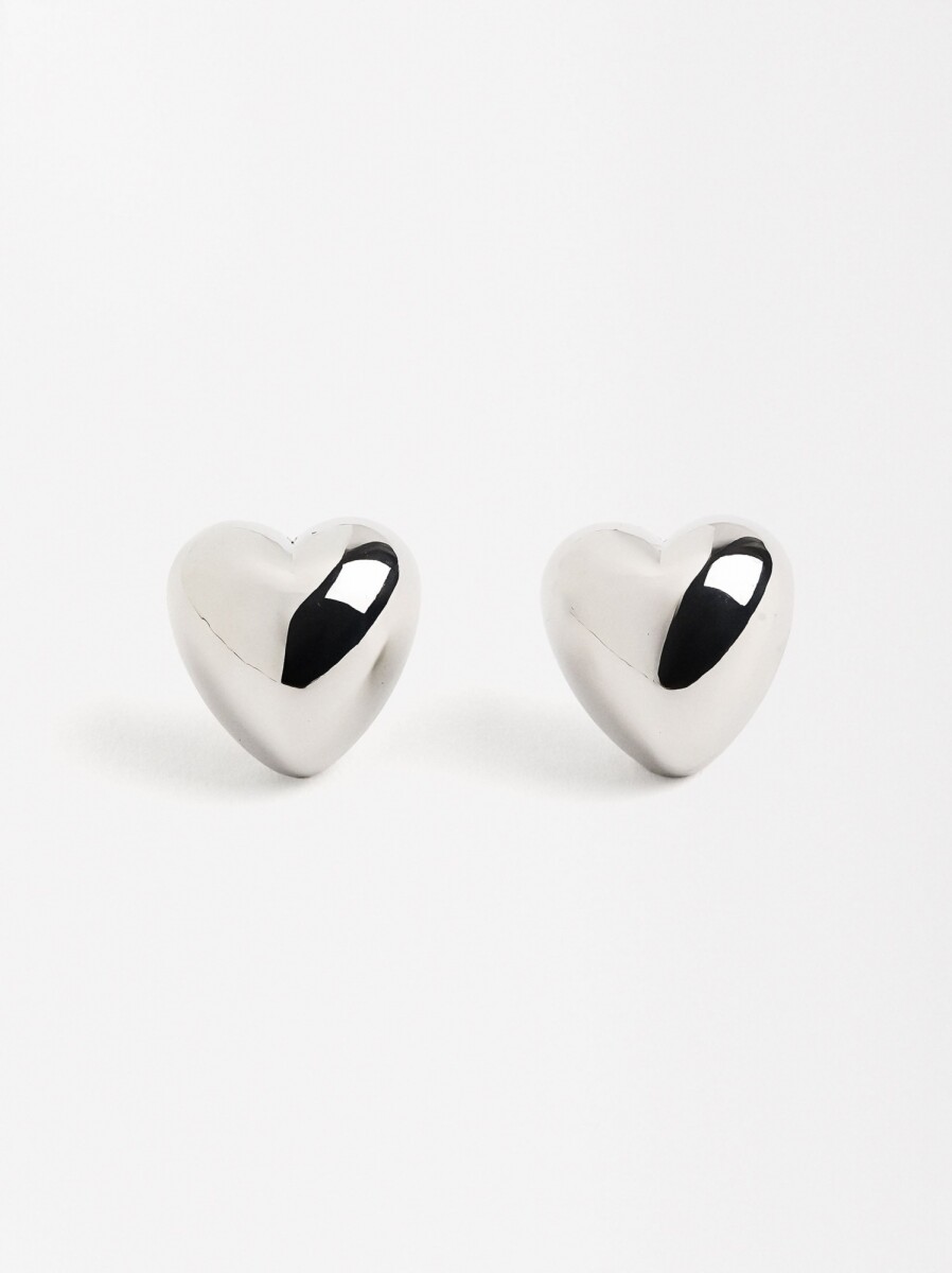 Pendientes En Forma De Corazón - plateado 