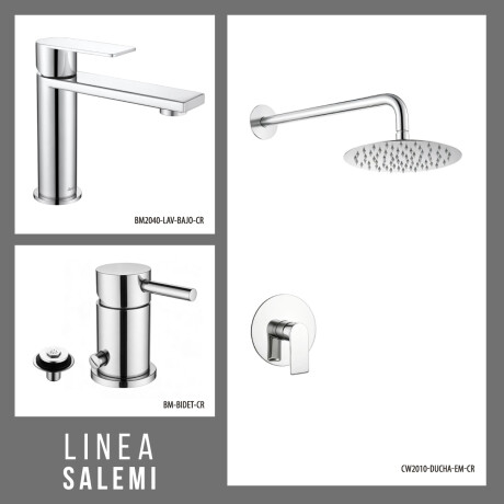 JUEGO COMPLETO DE GRIFERIA CROMO AQUALIA LINEA SALEMI CROMO