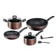 Batería de cocina Tefal | 8 piezas | Antiadherente | Color marrón. Batería de cocina Tefal | 8 piezas | Antiadherente | Color marrón.