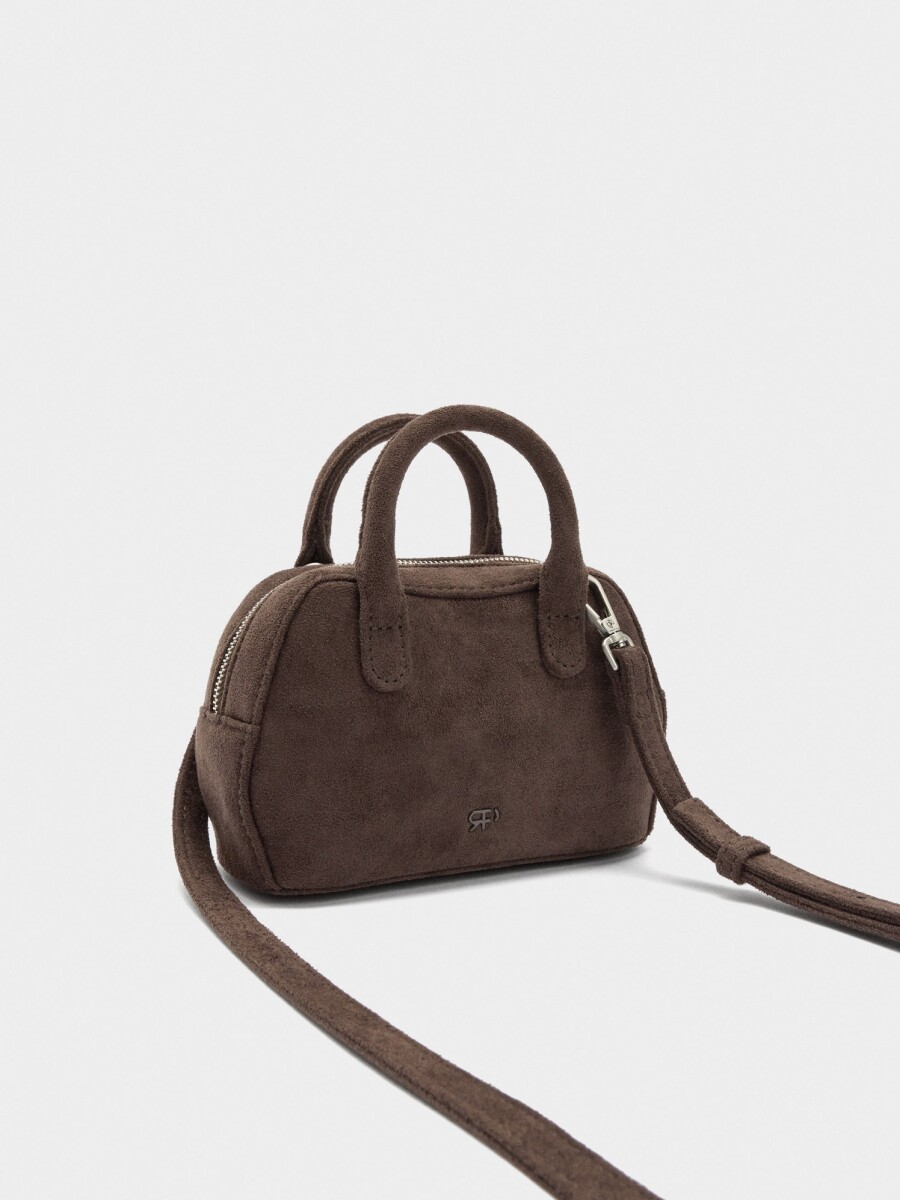 Mini Bolso De Mano Con Efecto Piel marron