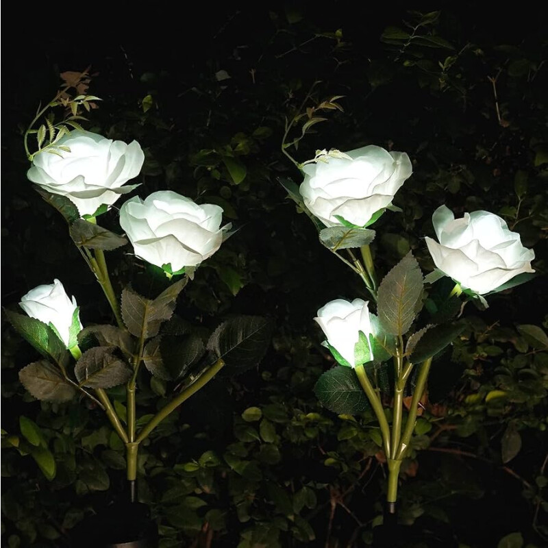 Rosa Blancas Con Luz Solar x3 Rosa Blancas Con Luz Solar x3