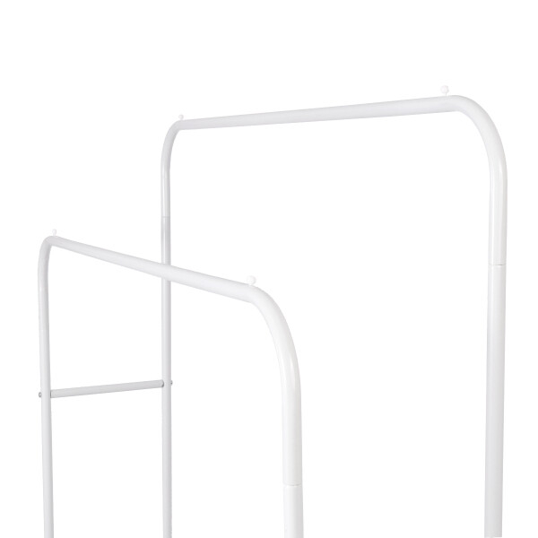 Perchero Reforzado Doble Altura con Estante Inferior Blanco – IMBACK PER003 Perchero Reforzado Doble Altura con Estante Inferior Blanco – IMBACK PER003