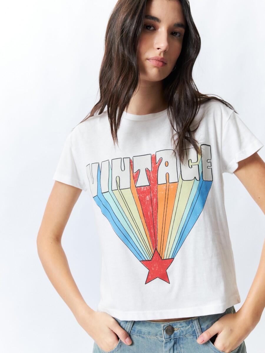 REMERA VINTAGE RAINBOW - Blanco 