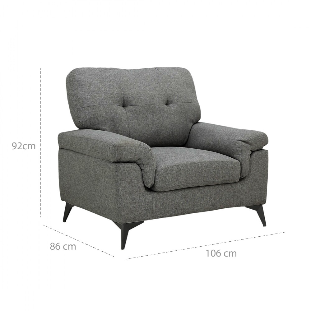 BUTACA Tela y Madera Natural Living - Lamona Gris Oscuro