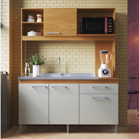 COCINA COMPACTA 4 PUERTAS 1 CAJON MALI - NATURAL/OFF WHITE COCINA COMPACTA 4 PUERTAS 1 CAJON MALI - NATURAL/OFF WHITE