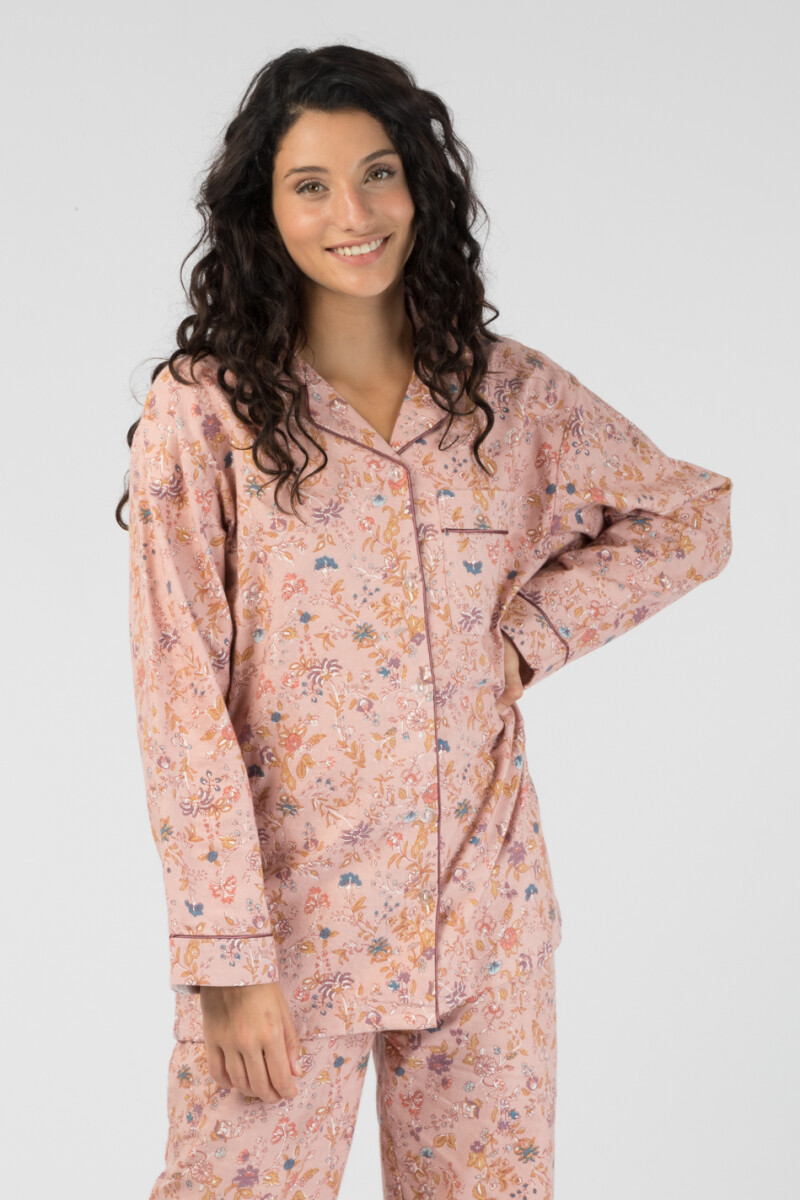 Pijama franela - Rosa antique 