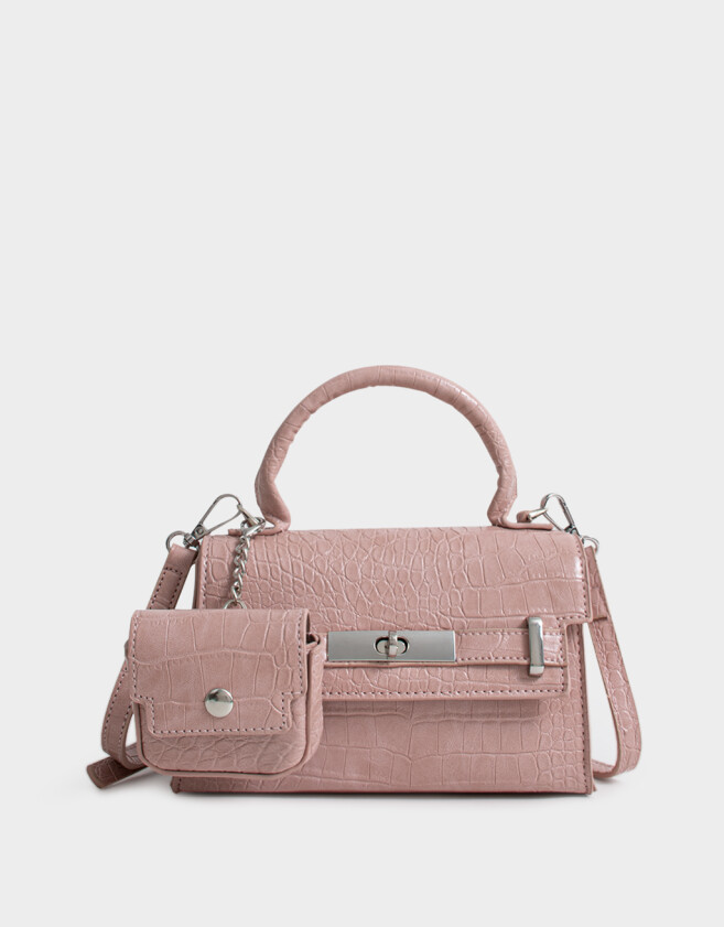 City Cartera City Efecto Croco - Rosa Viejo